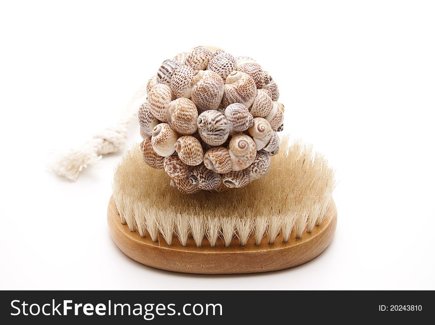 Massage brush with sea shell