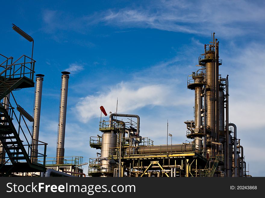 Tower And Piping In Factory