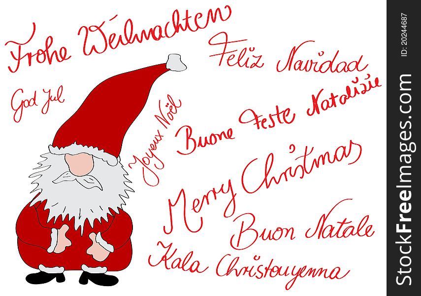 Illustration of a Multilingual Christmascard