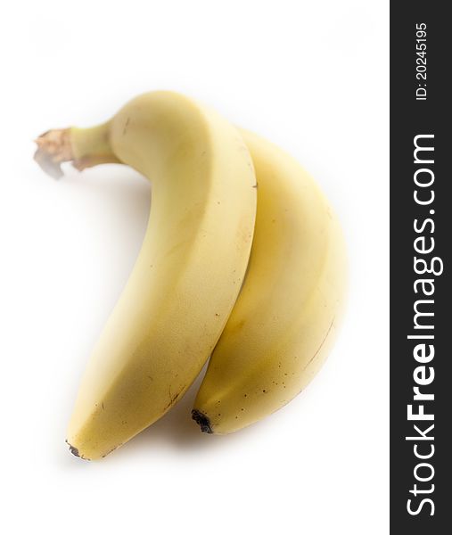 Two bananas on white background.