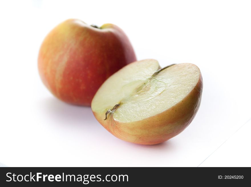 Cutted apple on white background.