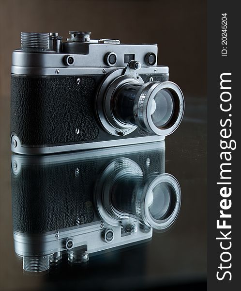 Old Rangefinder Camera. Reflection.
