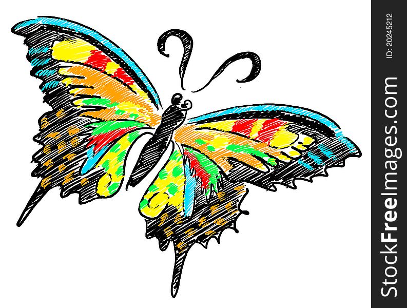 Colourful illustration of summer butterfly. Colourful illustration of summer butterfly