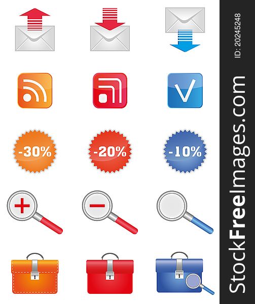Set of colored office and universal icons. Set of colored office and universal icons