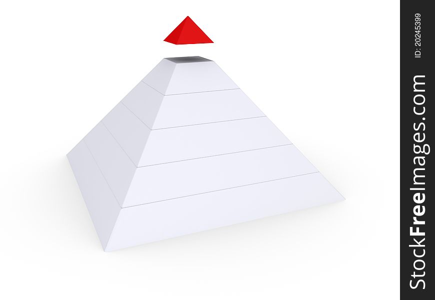 White pyramid with red top detached. White pyramid with red top detached