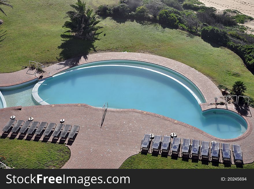 A aerial view of a swimming pool. Western Cape, South Africa.