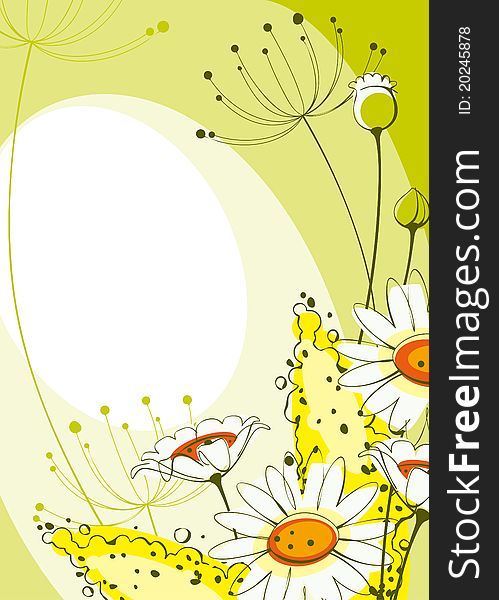 Postcard with daisies. Similar to portfolio