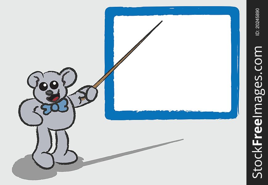 Bear pointing to blank white board. Bear pointing to blank white board.
