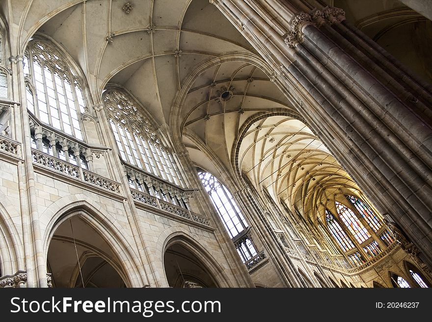 Indoor shot of the main arches and Vault in St. Vitus Cathedral, in Prague, Czech Republic. Photo taken on May, 2011. Indoor shot of the main arches and Vault in St. Vitus Cathedral, in Prague, Czech Republic. Photo taken on May, 2011