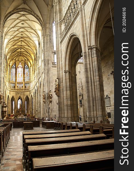 Indoor shot of the main nave and in St. Vitus Cathedral, in Prague, Czech Republic. Photo taken on May, 2011. Indoor shot of the main nave and in St. Vitus Cathedral, in Prague, Czech Republic. Photo taken on May, 2011