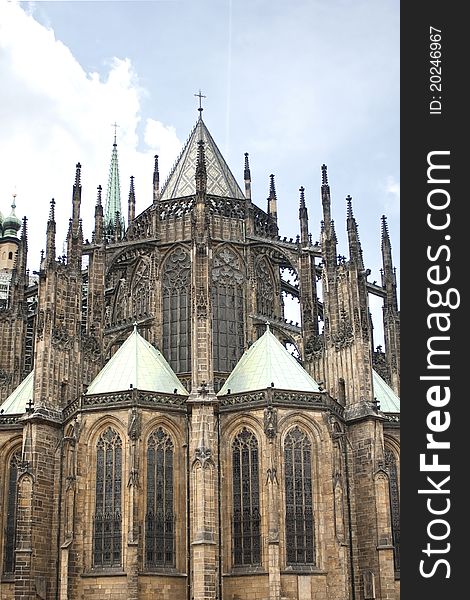 Radiating Chapels and Flying Buttress of Gothic Prague Saint Vitus Cathedral in Prague.