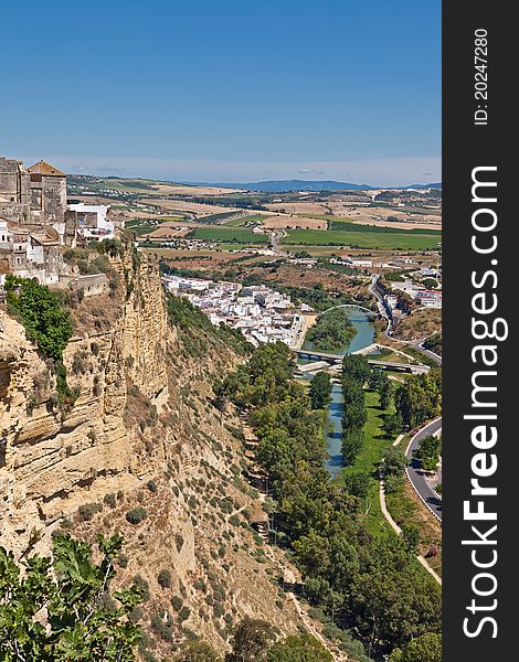 View of the large bridge in the town of Ronda, Spain