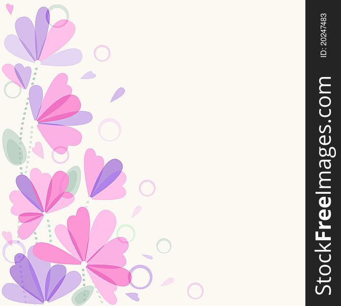 Background with transparent flowers and circles. Background with transparent flowers and circles