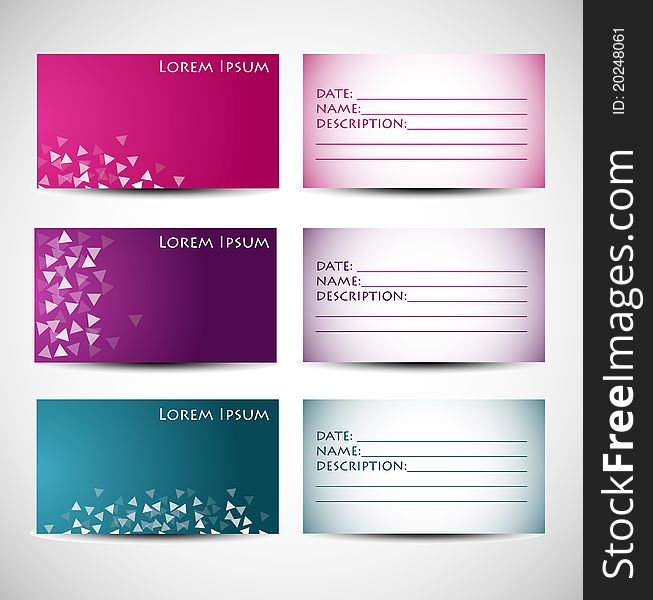 3 colorful business cards . 3 colorful business cards .