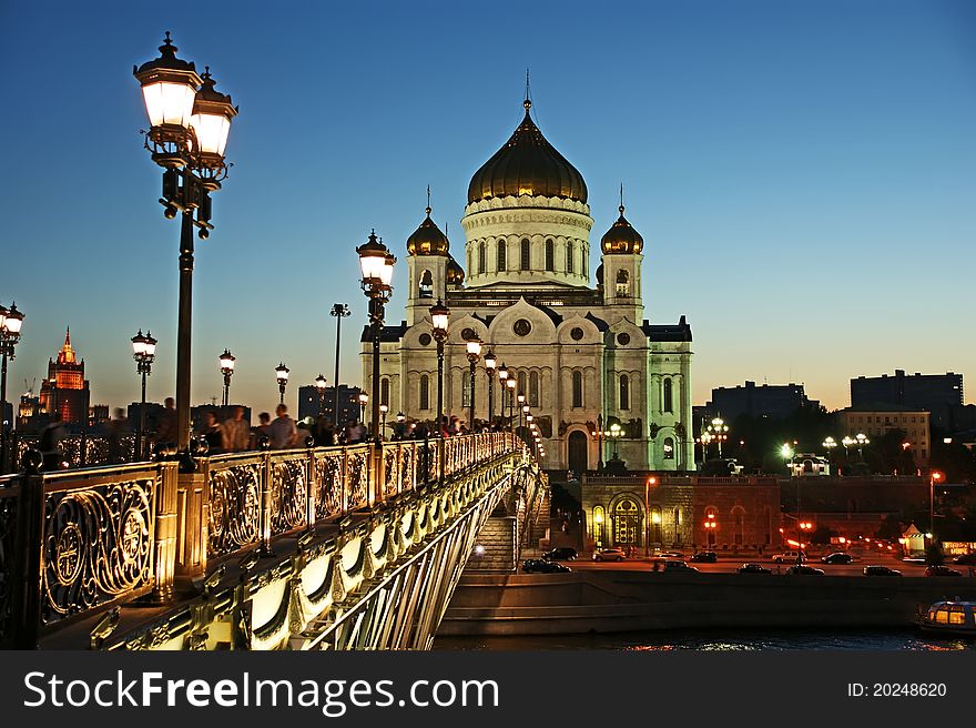 Night view of the Christ the Savior Cathedral, Moscow, Russia