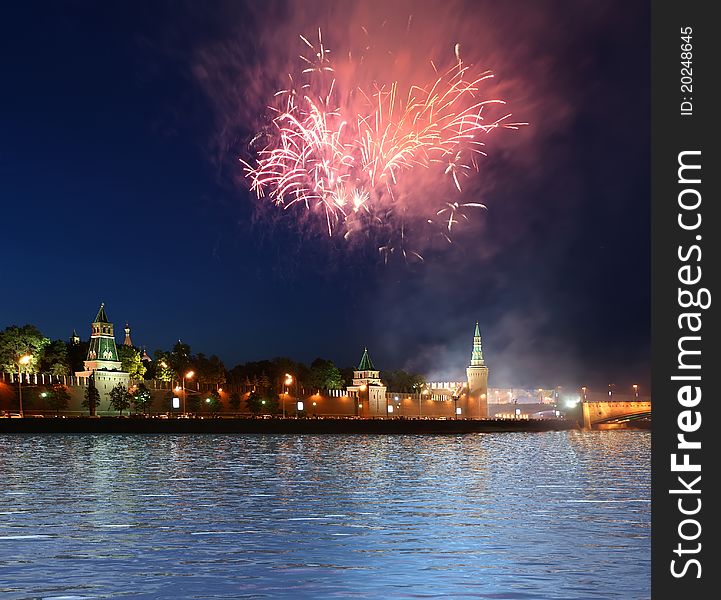Fireworks over the Moscow Kremlin. Russia, June 12, 2011