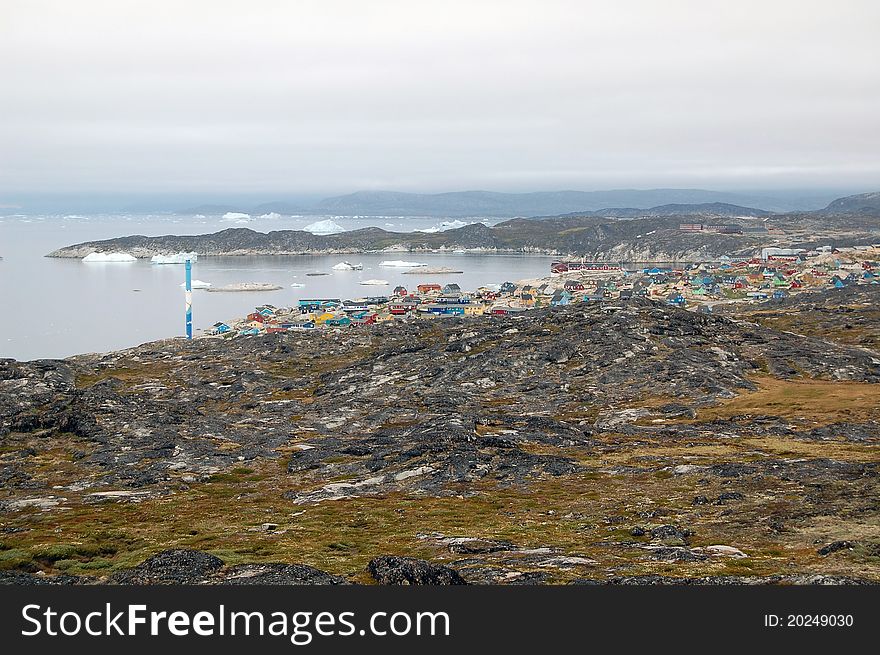 View of Illulisat, Greenland in the summer. View of Illulisat, Greenland in the summer