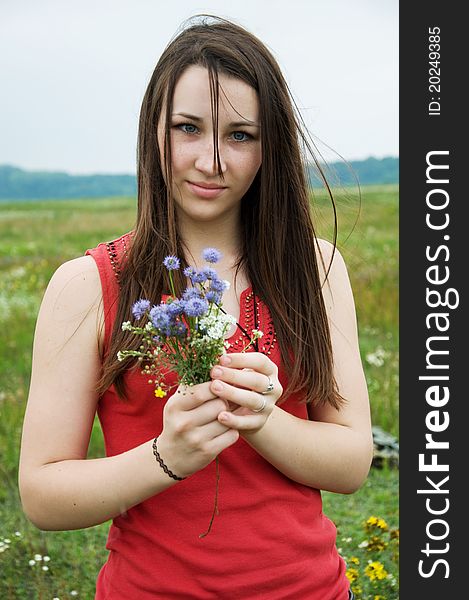 Girl with a bouquet