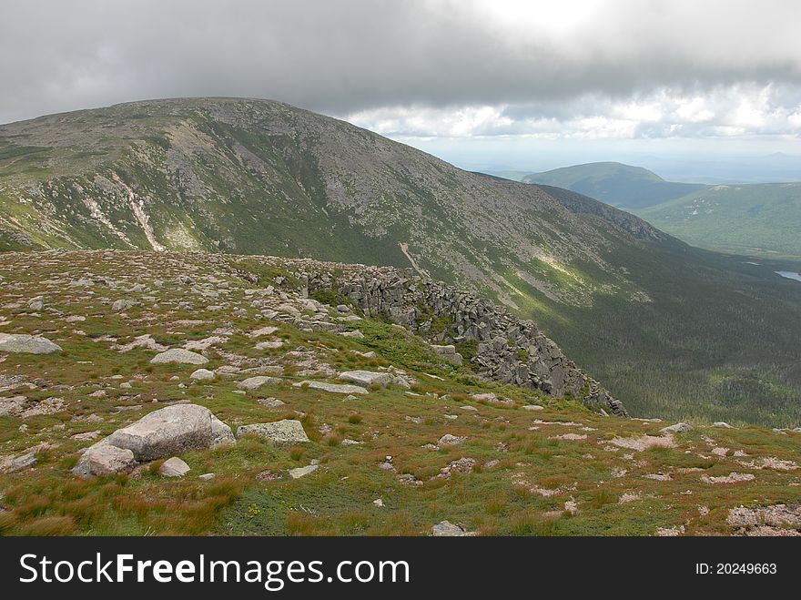 A view on top of the saddle at Mt. Katahdin. A view on top of the saddle at Mt. Katahdin