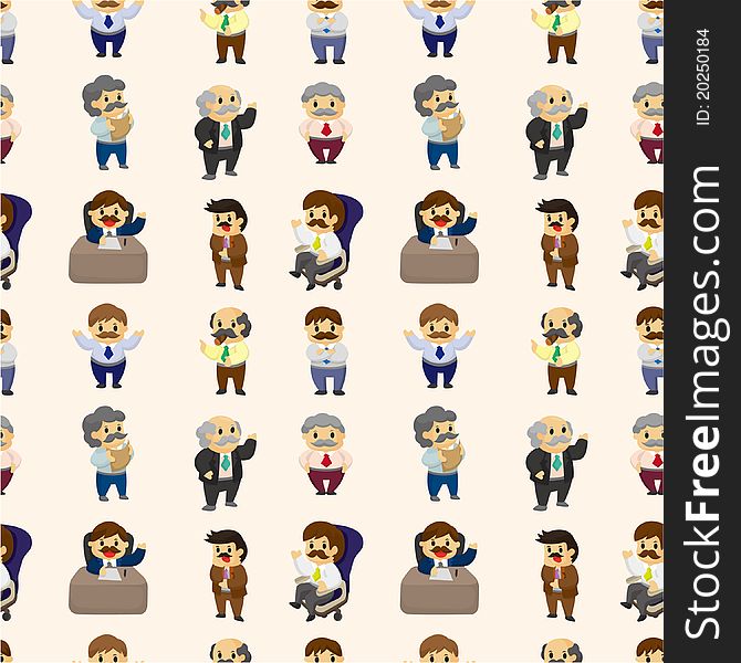Cartoon Boss And Manager Seamless Pattern