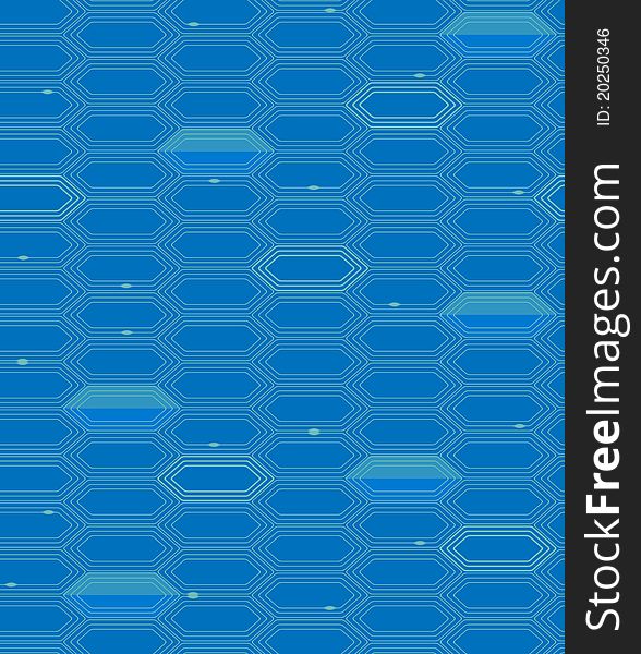 Vector abstract hexagon seamless pattern in blue background