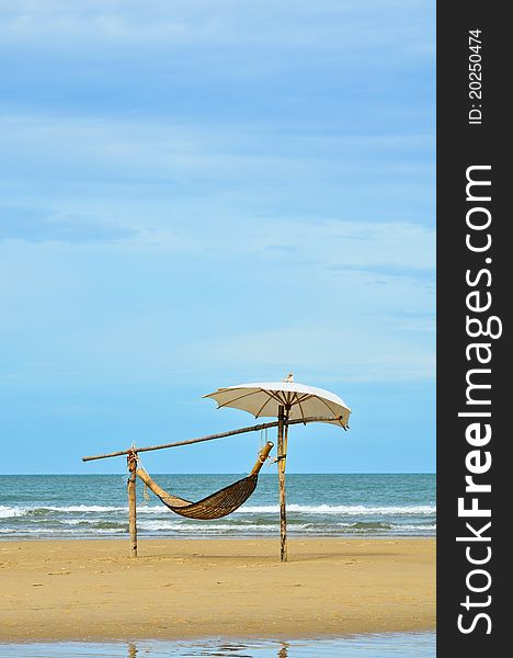 View of nice hammock on the beach, thailand.