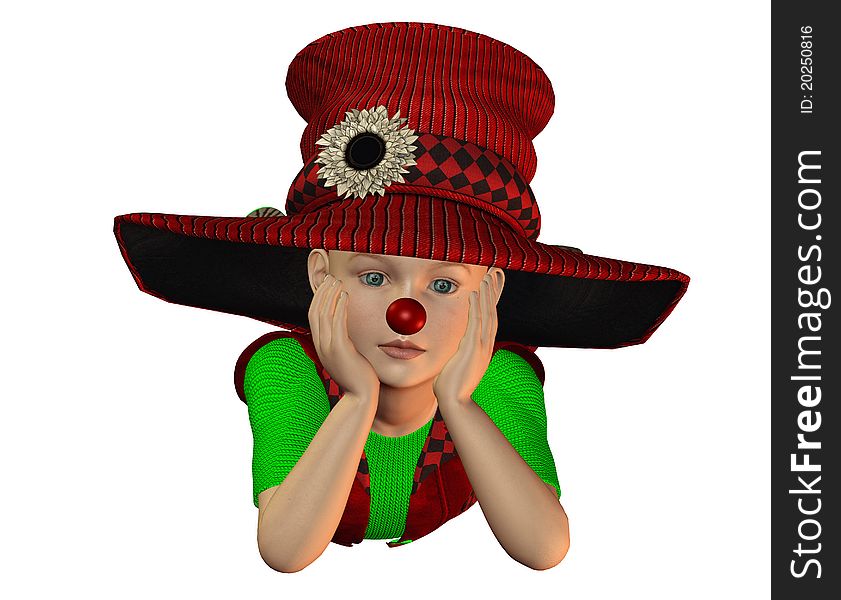 3D Rendering lying boy with big hat