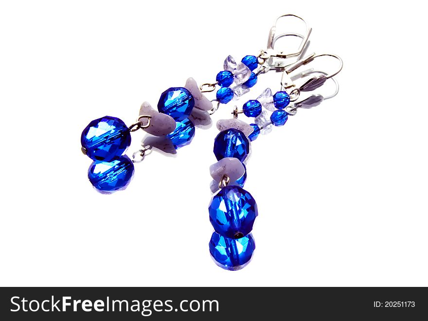 Handmade Silver Earrings With Gemstones, Isolated