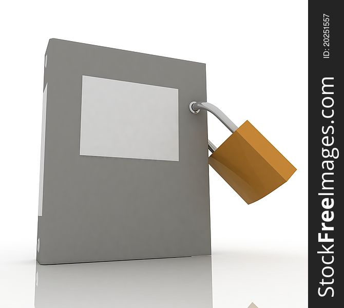 3D illustration of the image of a folder with the lock on a white background. 3D illustration of the image of a folder with the lock on a white background