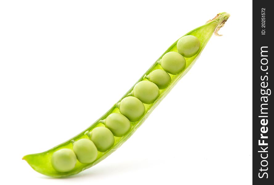 Green peas on a white background