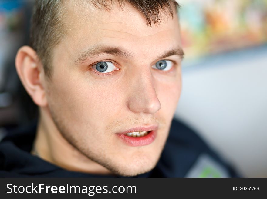 Portrait of a young man indoor