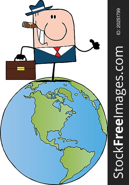 Businessman On A World Globe