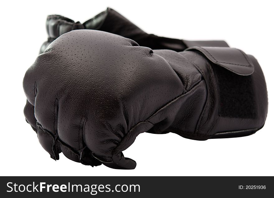 Black boxing gloves on white background