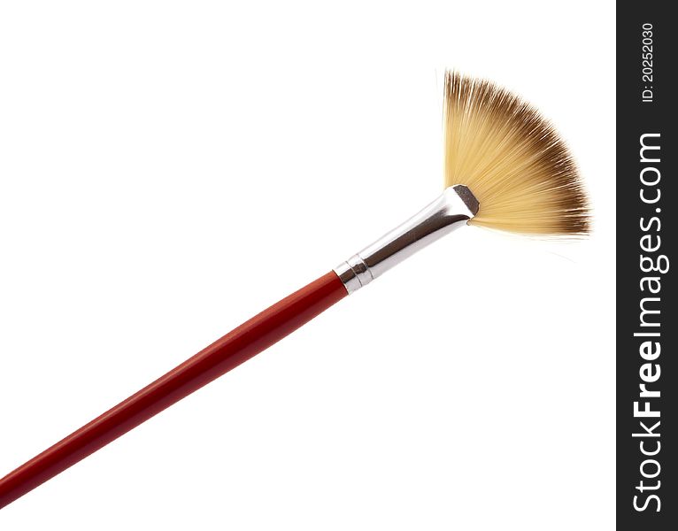 Makeup brushes on a white background