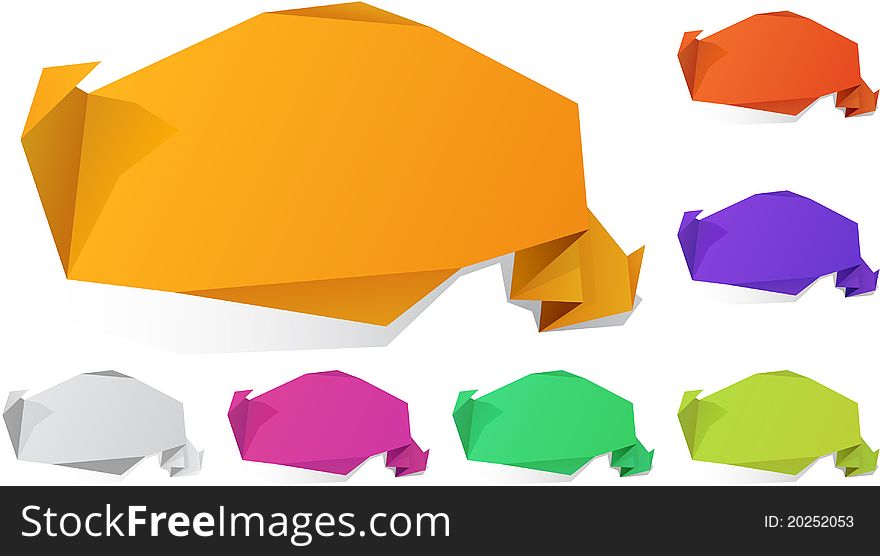 Color variation of paper origami labels. Vector eps8. Color variation of paper origami labels. Vector eps8.