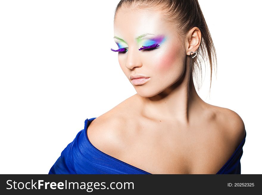 Fashionable woman with art visage