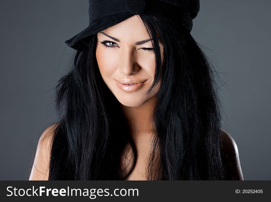 Sexy fashionable woman with hat