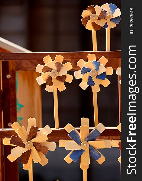 Wooden toy windmill