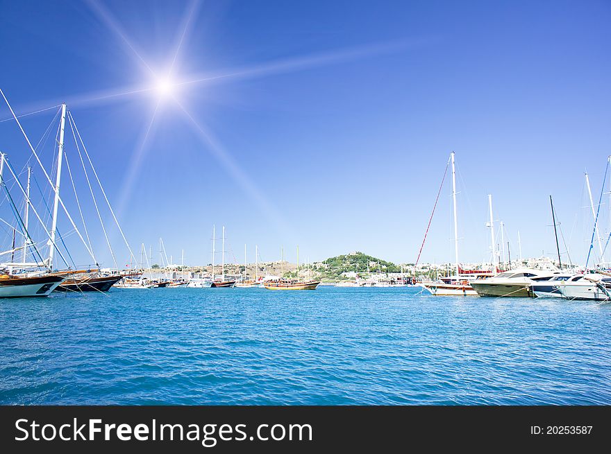 Bay with yachts in the Bodrum town. Turkey. Bay with yachts in the Bodrum town. Turkey.