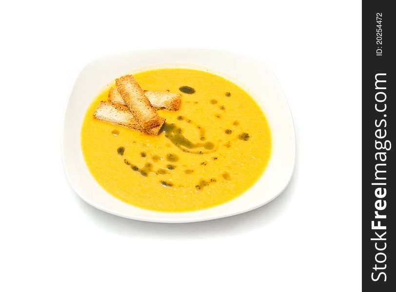 Soup/cream with oven roasted bread