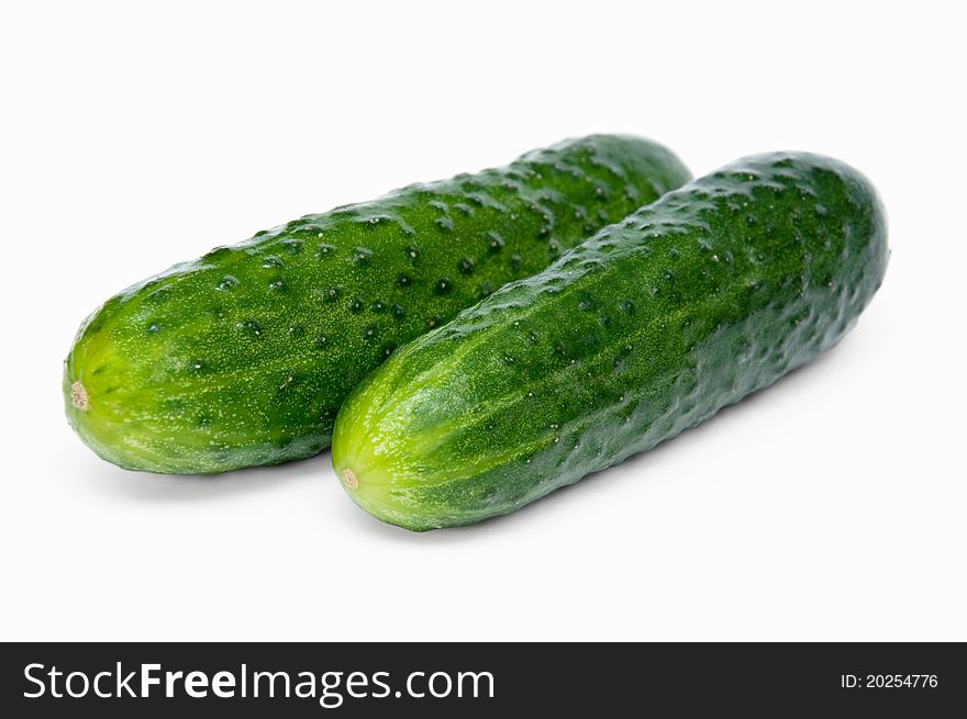 Two fresh cucumbers