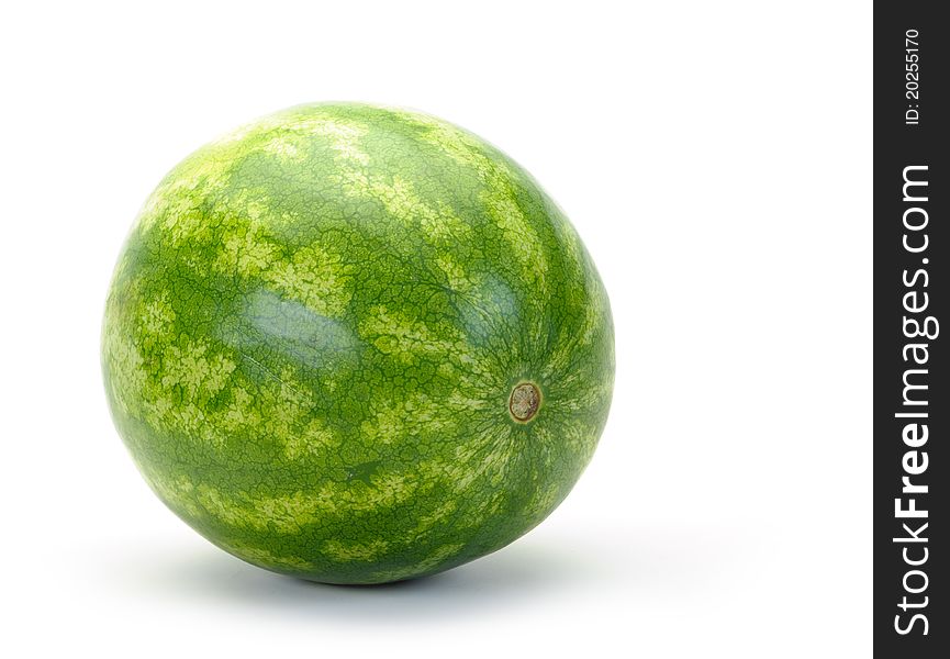 Seedless green watermelon on a white background