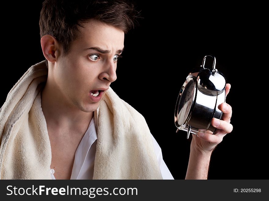 Portrait of a man with a clock 2