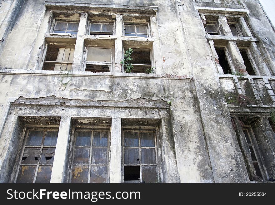 Abandoned vintage building exterior in Jakarta. Abandoned vintage building exterior in Jakarta