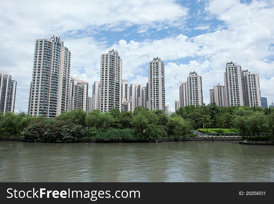 Typical Shanghai city appearance, there are many skyscrapers. Typical Shanghai city appearance, there are many skyscrapers