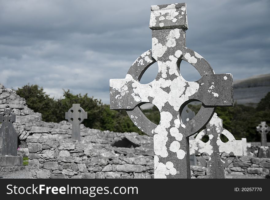 An ancient cemetery in ireland. An ancient cemetery in ireland