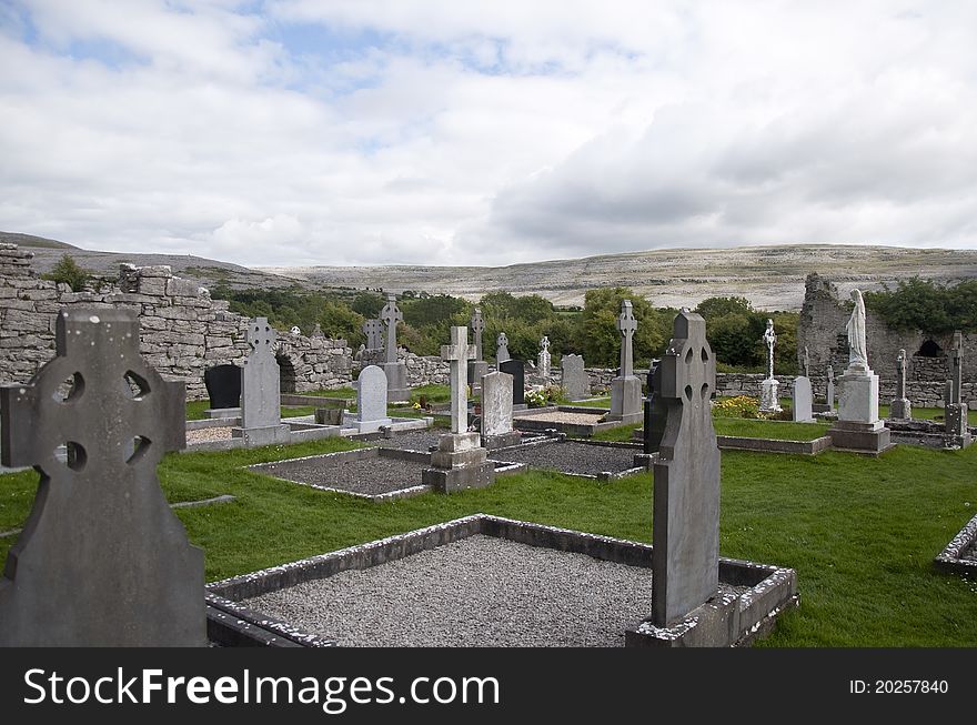 An ancient cemetery in ireland. An ancient cemetery in ireland