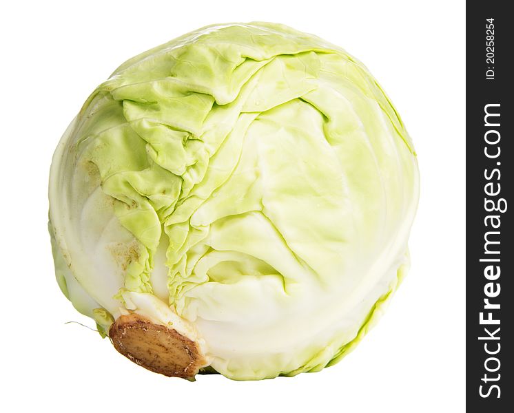 Cabbage over white background, closeup studio photo