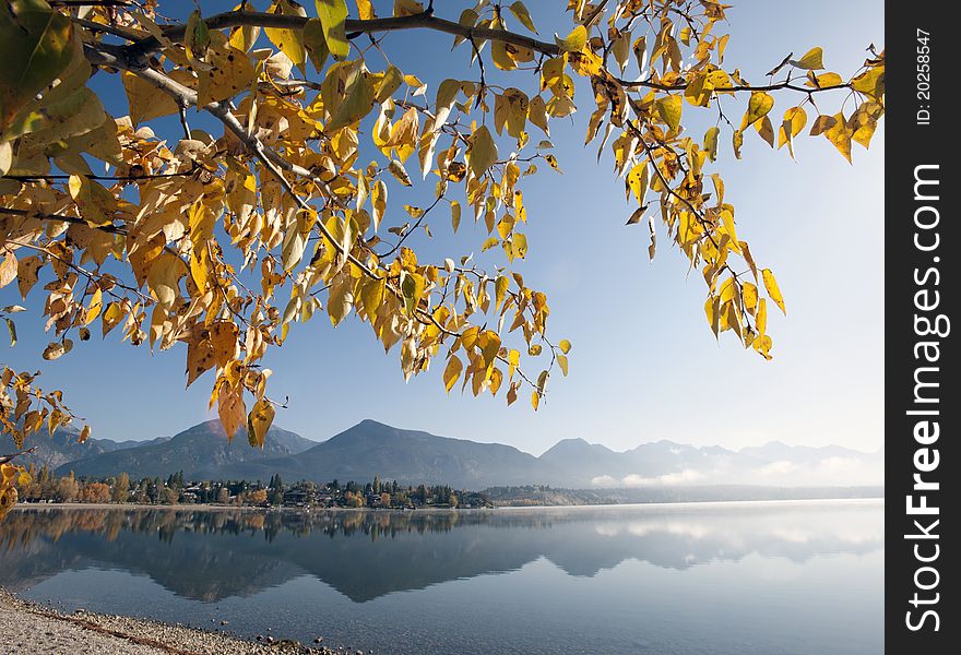 Columbia Lake in fall and Invermere