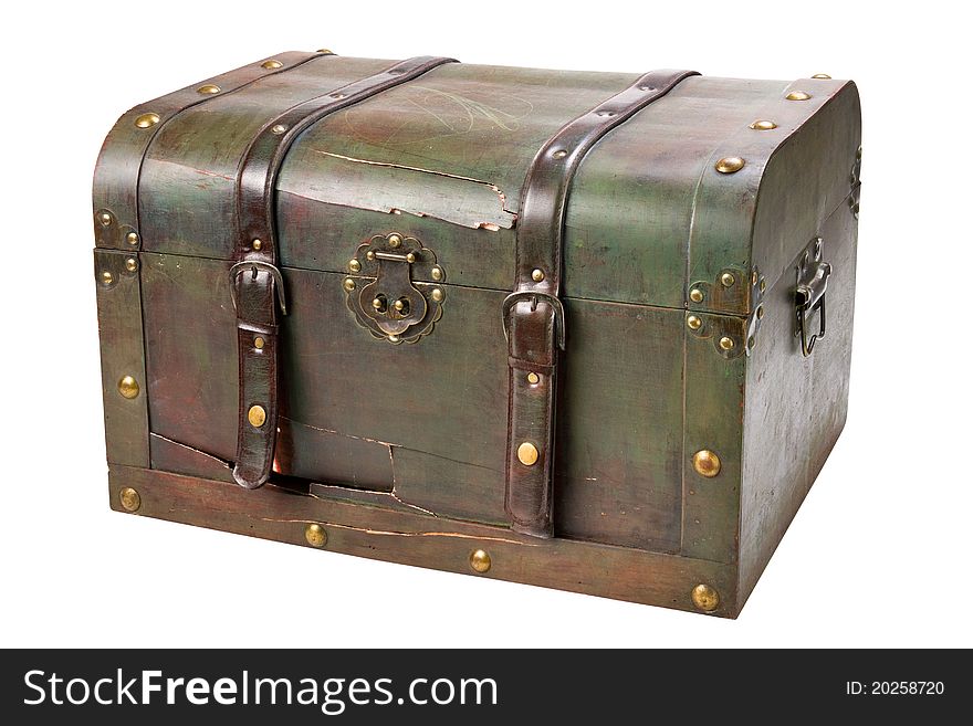 Old wooden chest with lock